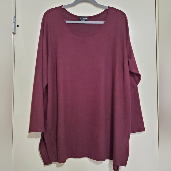 I.N Studio Women's Maroon Long Sleeve Round Neck Top Size 2X - Picture 1 of 11